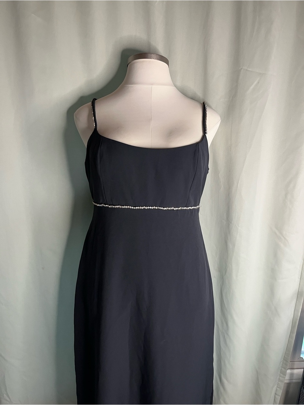 NWT SACHIN + BABI Black Slip Dress with Beaded Trim